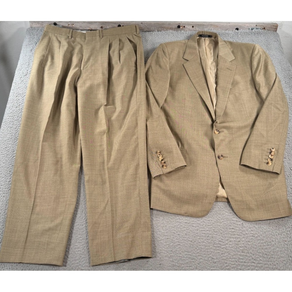 Alfred Dunhill Suit Men's Beige Wool 2 Button Quiet‎ Luxury Made In Italy